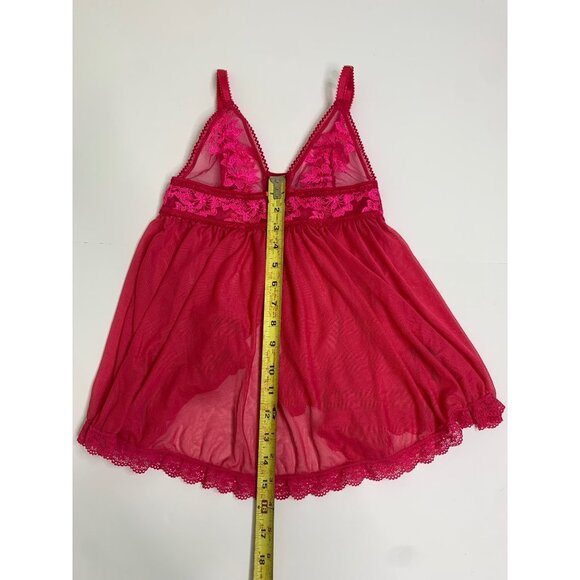 Seven Till Midnight Hot Pink Sheer V Neck  Babydoll With Lace Detailing Size S - Picture 6 of 9